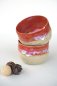 Preview: Keramik Cappuccino Becher handgetöpfert - Himbeerrot creme
