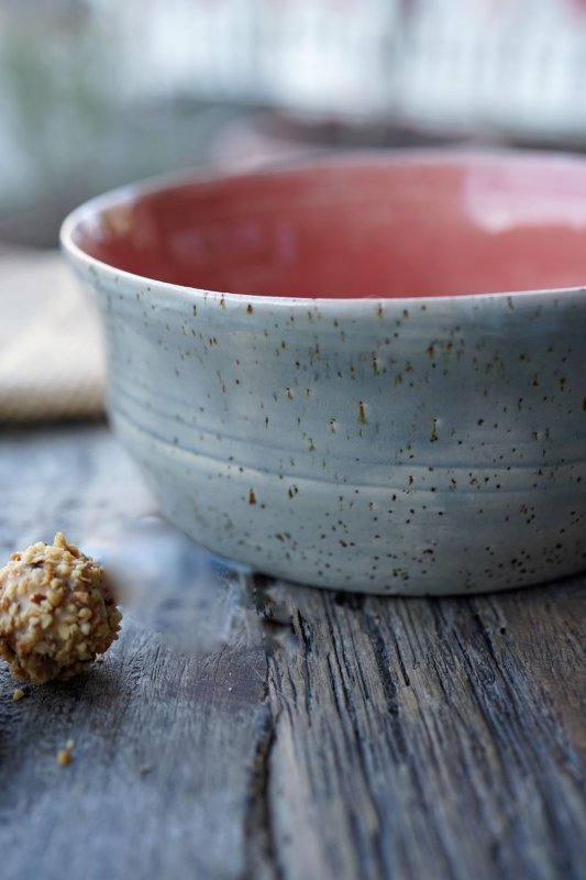 handgetöpferte rosa achatgraue Keramik Bowl